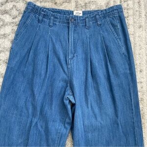 J.Crew Re-imagined Pleated Wide-Leg Denim Trouser Cotton Linen Blend Women’s 10